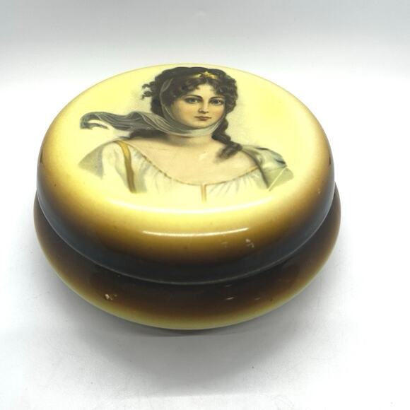 Antique Porcelain Lidded Vanity Trinket Box Jewelry Jar Franz Anton Mehlem Royal - Picture 1 of 12